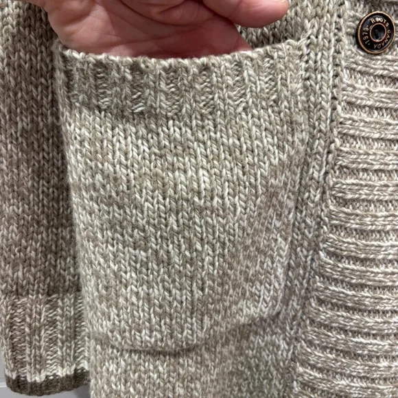 Roots women's oatmeal and white knit double breasted wool blend sweater size M - Picture 9 of 15